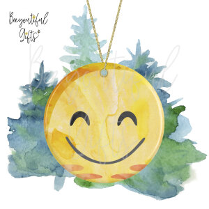 Watercolour Emoji Ceramic Christmas Tree Decoration - Hug