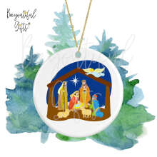 Ceramic Christmas Tree Decoration - Nativity Scene