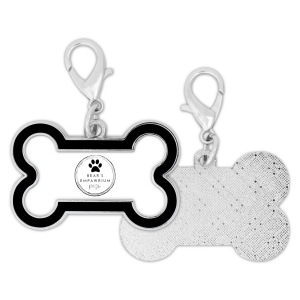 Bear's Empawrium - Bone Shaped Collar Tag with Black Enamel