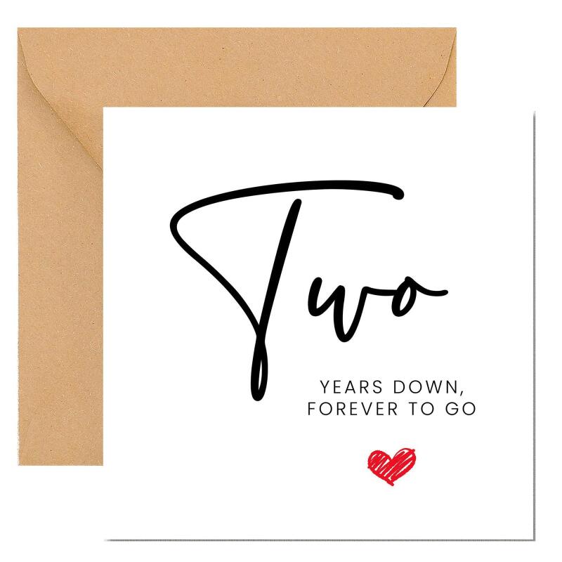 Second Anniversary Card, 'Two Years Down, Forever to Go' - Anniversary Gift - Anniversary Gift for Husband / Wife  2nd Anniversary Card