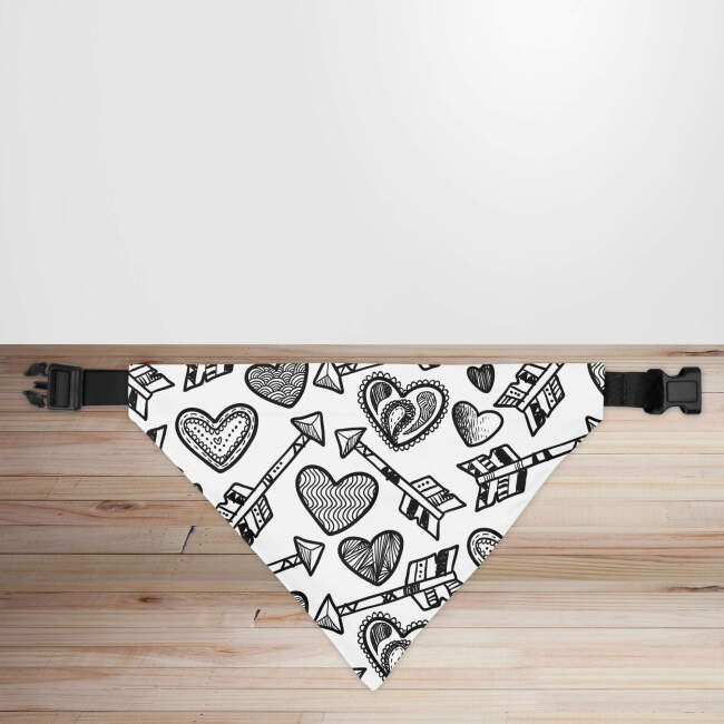 Valentine's Day Hearts & Arrows Dog/Puppy Bandana - Small - 12x17cm (Strap: 25cm - 40cm)