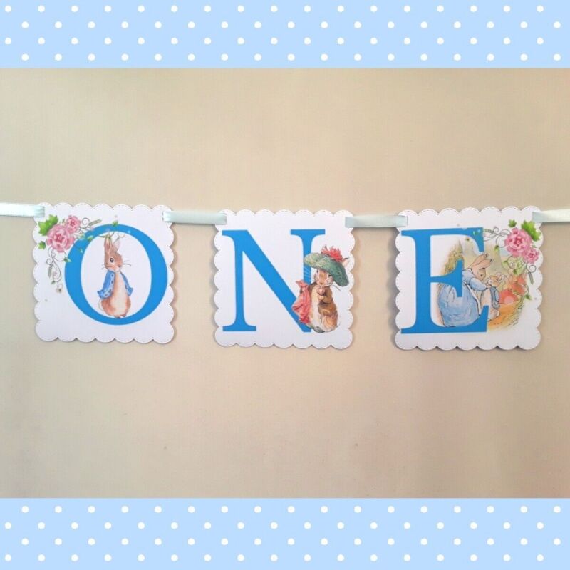 Personalised Peter Rabbit Banner,Peter R 1st Birthday Banner,Peter Rabbit Banner - No bows