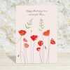 Poppies and grass mum birthday card -  designed by Eloise Hall for Holy Mackerel - 15.7 x 11cm and blank inside, made in the UK