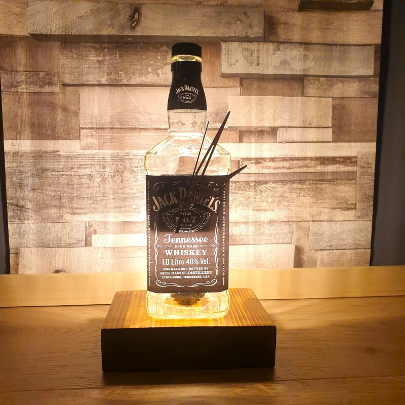 1ltr JD Original Clock-Lamp Block Base- Upcycled - Man Cave - Fathers Day - Gifts For Him -