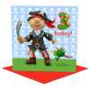 Birthday boy age 3 in a pirate costume - child's age birthday - designed by Erica Sturla - 15cm square and blank inside, made in the UK