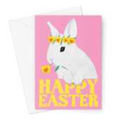 Cute Easter Bunny Card Pink