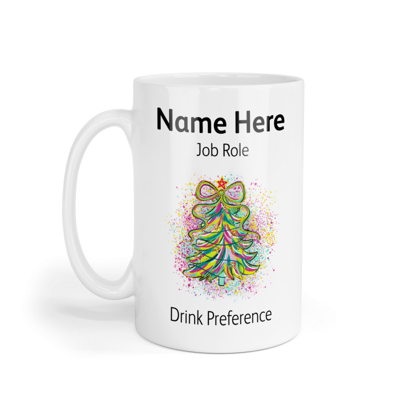 Personalised Ceramic Mug - Pink Coquette Bow Christmas Tree