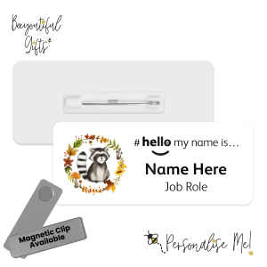 Name Badge - Autumnal Animals Hello My Name is... - Raccoon