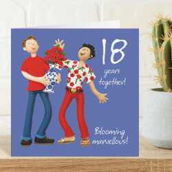 18th anniversary card - designed by Erica Sturla - 15cm square and blank inside, made in the UK