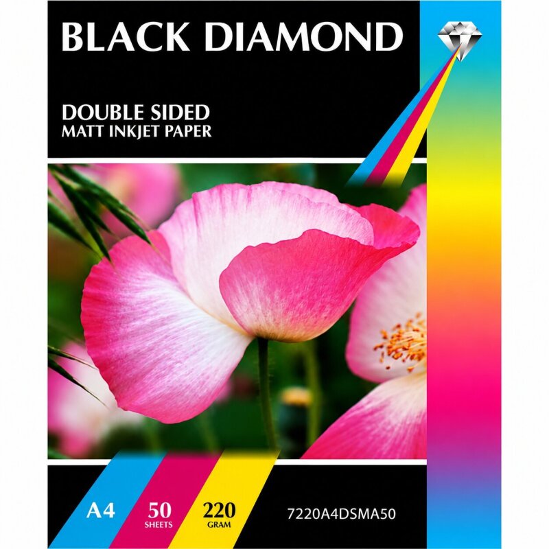 Black Diamond A4 220gsm Double Sided Matt / Matte Photo Paper -  50 Sheets