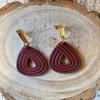 Wine Red Teardrop Polymer Clay Earrings: Modern Fall Statement Jewelry