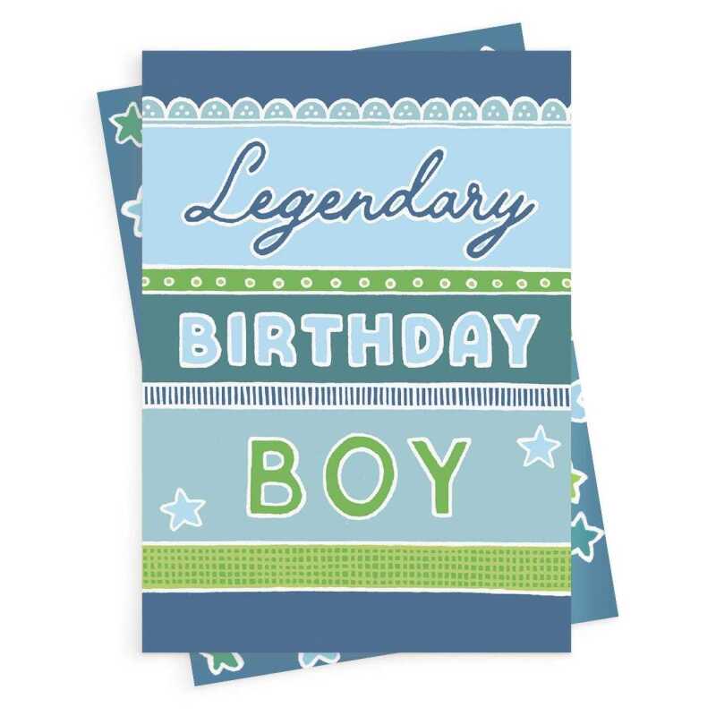 Legendary birthday boy, a fun male birthday card with a gorgeous printed envelope - 12 x 17cm and blank inside - made in the UK