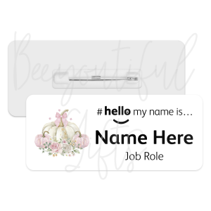 #hello my name is... Name Badge - Pastel Pink Pumpkins