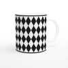 Black Checkerboard Diamond Coffee Mug - Ceramic White