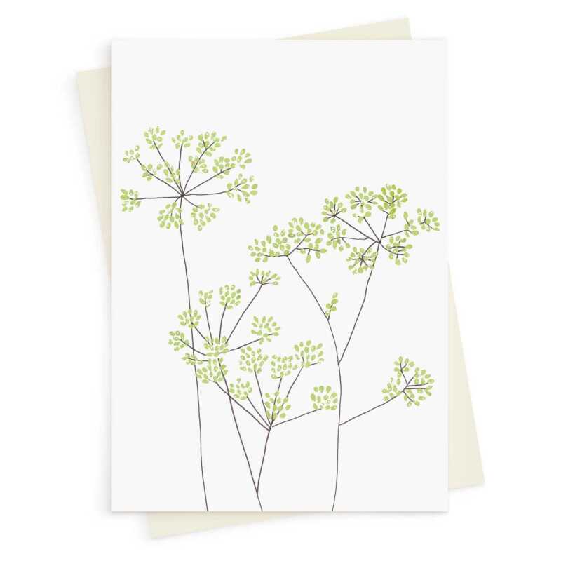 Fennel blank greeting card -  designed by Eloise Hall - 15.7 x 11cm and blank inside, made in the UK