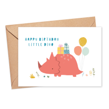 Birthday Card - Happy Birthday Little Dino - Small (Approx. A6 | 105mm x 148mm | 4.1in x 5.8in) - Standard Smooth Card
