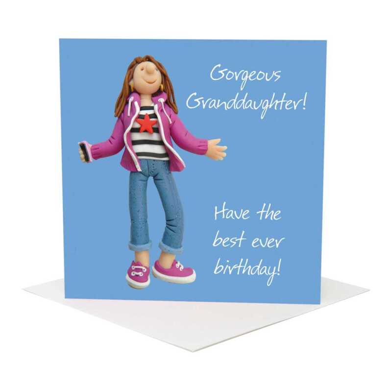 Granddaughter best birthday ever card for her - designed by Erica Sturla - 15cm square and blank inside, made in the UK