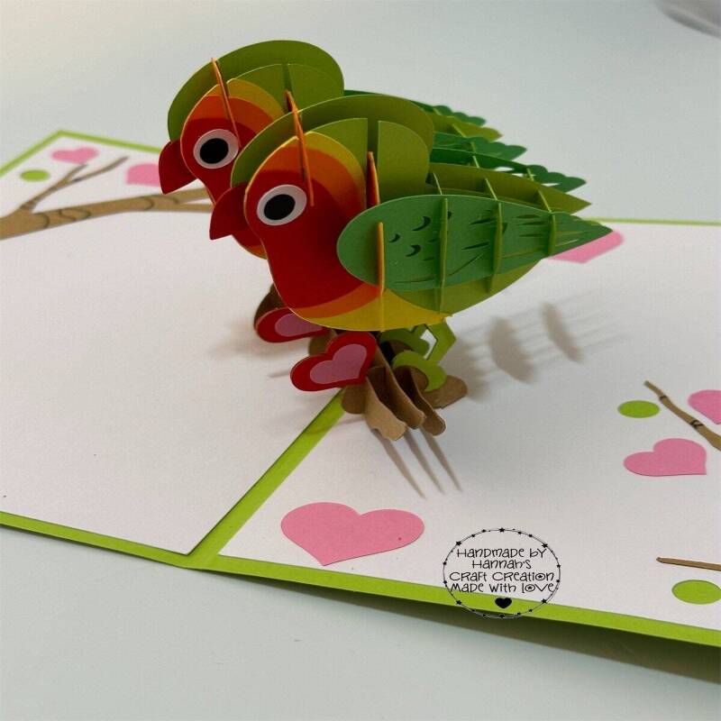 Handmade Love Birds Pop Up Card