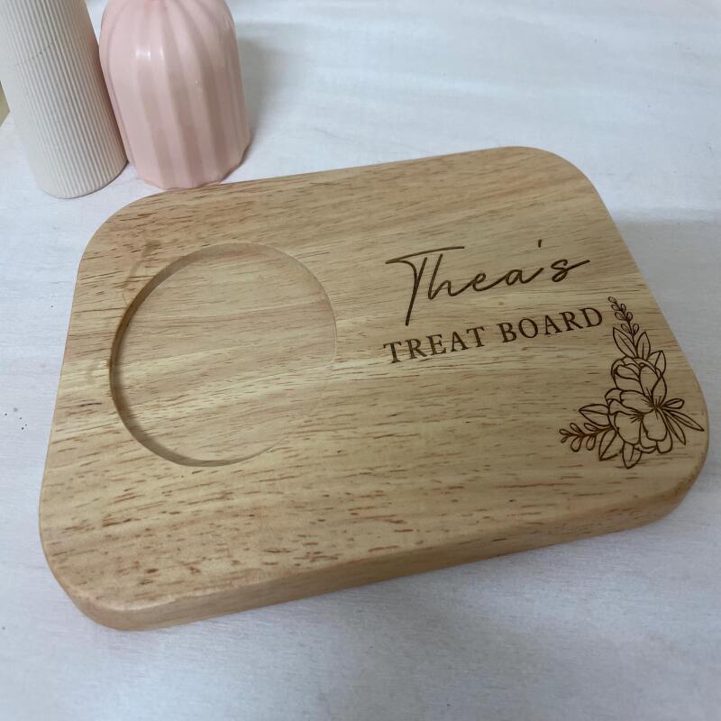 Personalised Engraved Wooden Tea and Biscuit Board / Gift for Birthday Housewarming Mothers Day / Serving Board / Coffee and Cake - Design 1 - Tea & Biscuits