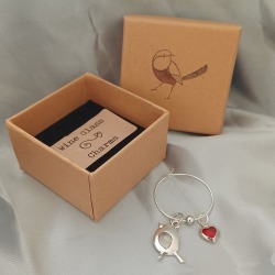 Robin and Heart Wine Glass Charm