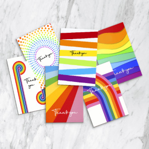 6x Rainbow Thank you cards - Small (Approx. A6) - Pack of 12 Cards