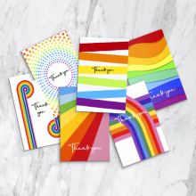 6x Rainbow Thank you cards - Small (Approx. A6) - Pack of 6 Cards