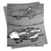 Fairground ride, vintage photographic black and white car themed card - 12.6 x 17.7cm and blank inside - made in the UK