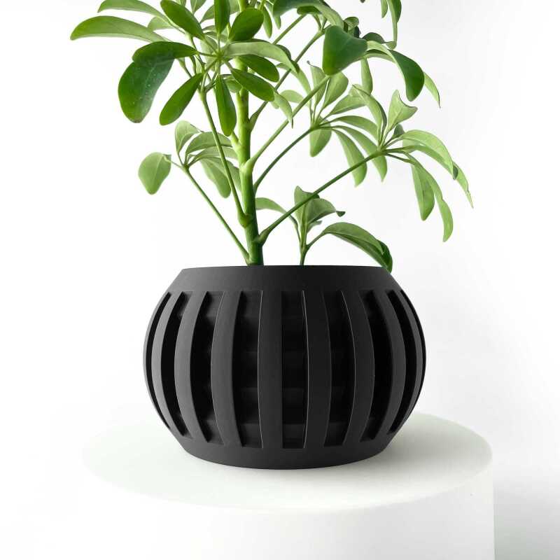 The Amada Planter Pot with Drainage Tray & Stand for Plants - Black - 3"