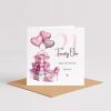 Personalised 21st Birthday Card for Her Pink Heels Balloons Gift Boxes Milestone Greeting Women - Smooth No Message - Kraft Brown