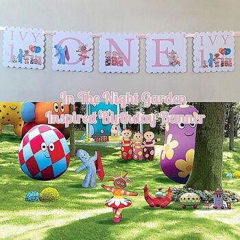 Personalised Night Garden Inspired Bunting,Any Age Night Garden Party Decor