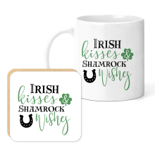 Mug & Coaster Set - Irish Kisses & Shamrock Wishes