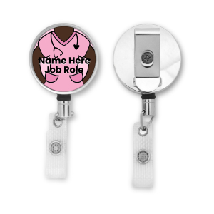 Personalised Metal ID Reel - Pink Scrubs - Skin Tone 5