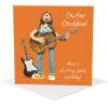 Funny guitar goddess birthday card for her - designed by Erica Sturla - 15cm square and blank inside, made in the UK