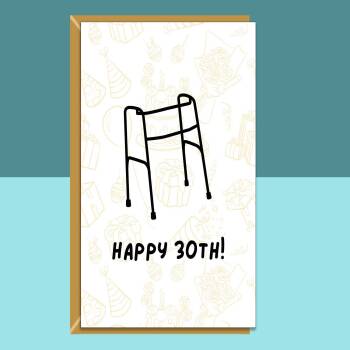 Funny 30th Birthday Card - Personalised inside if required - For Him or For Her - Perfect greetings card for someone turning 30 years old
