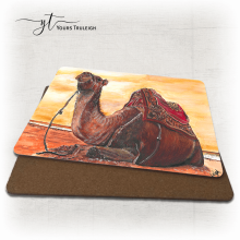 Sunset Camel - Ceramic Mug, Hardboard Coaster & Placemat Set - Sunset Camel