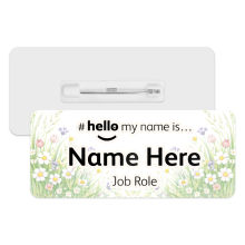 #hello my name is... Name Badge - Watercolour Spring Flower Corners