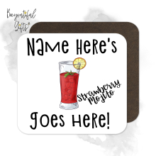 Personalised Cocktail Coaster - Hand Drawn Strawberry Mojito