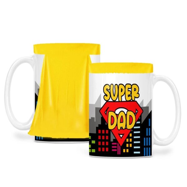 Father's Day Ceramic Mug - Super Dad Mug with Detachable Cape