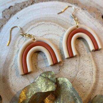 Handmade Clay Rainbow Earrings: Earthy Dangle Earrings