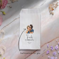 Personalised Wedding Candy Bags | Your Picture Cartoonised | 15cm × 10cm | White | Wedding, Party