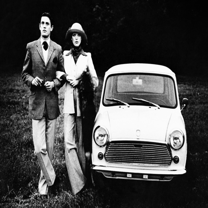 Holy Mackerel couple by mini retro black and white photographic card featuring a vintage image of a classic car - 12.6 x 17.7cm and blank inside