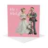 Mr and Mrs romantic wedding card for a couple - designed by Erica Sturla - 15cm square and blank inside, made in the UK