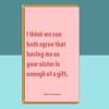Funny Sister or Brother Birthday Card - Personalised - For Him or For Her - Pink Card - From Sister - Blank inside