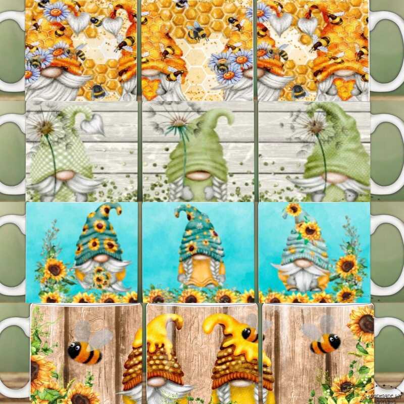 Sunflower/Bee Gnome mugs - mint green