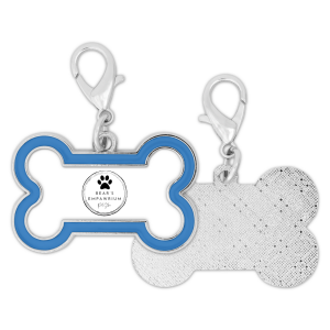Bear's Empawrium - Bone Shaped Collar Tag with Blue Enamel