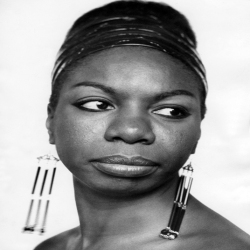 Holy Mackerel Nina Simone retro black and white photographic card featuring a vintage image of the musician and activist - 12.6 x 17.7cm and blank inside