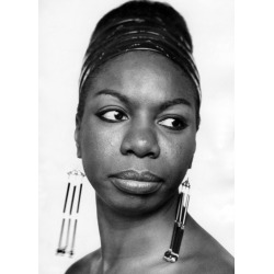 Holy Mackerel Nina Simone retro black and white photographic card featuring a vintage image of the musician and activist - 12.6 x 17.7cm and blank inside