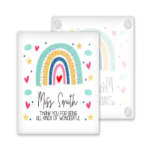 Personalised Teacher Coaster - Thank You For Being All Kinds of Wonderful - Toughened Glass Coaster
