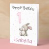 Personalised 1st, 2nd, 3rd, 4th, 5th Birthday Card for Daughter, Granddaughter, Niece, Goddaughter Girls Bunny Rabbit Card - 1 - One - Blank Message