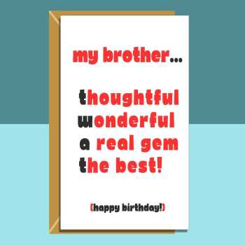 Funny Brother birthday card - Ideal cheeky, rude card on your brother's birthday - 18th, 19th, 20th, 25th, 30th, or any other age